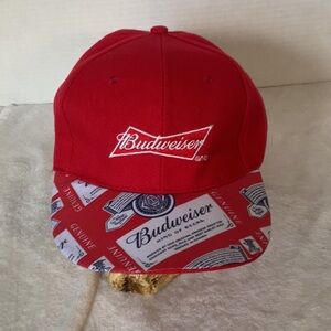 Budweiser Red Hat with Patterned Brim SnapBack